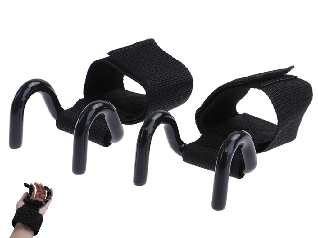 Adjustable Strong Steel Hook Grips Straps Black Wrist Support Lift Strap 36cm Weight Lifting Strength Training Gym Fitness | Спорт и