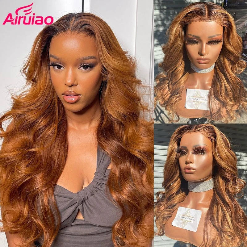 

Honey Blonde HD Frontal Wig Ombre Colored Deep Body Wave Lace Front Human Hair Wigs Preplucked Wavy Full Frontal Wig For Women