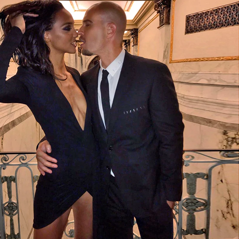 INDRESSME 2019 осеннее Новое модное женское сексуальное платье с глубоким V-образным