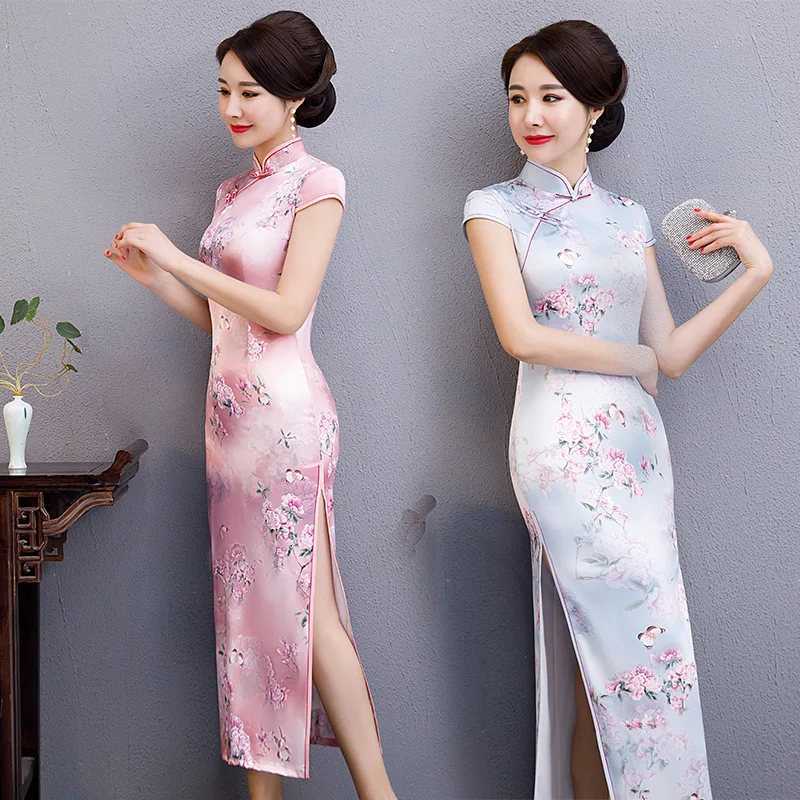 

Платье-Ципао в китайском стиле для молодых девушек, Длинное Элегантное натуральное Платье для подиума, весна-лето
