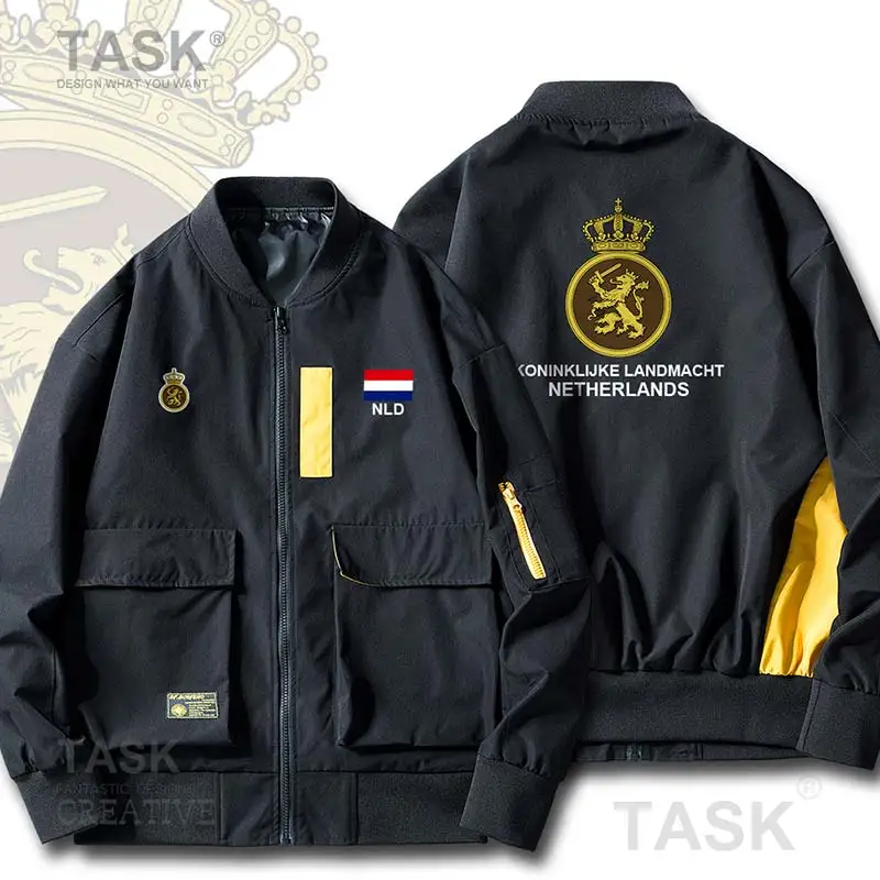 Bomber Military Biker Jacket Army Netherlands Low Countries Holland Dutch NLD Printed Pilot Casual Windbreaker | Мужская одежда