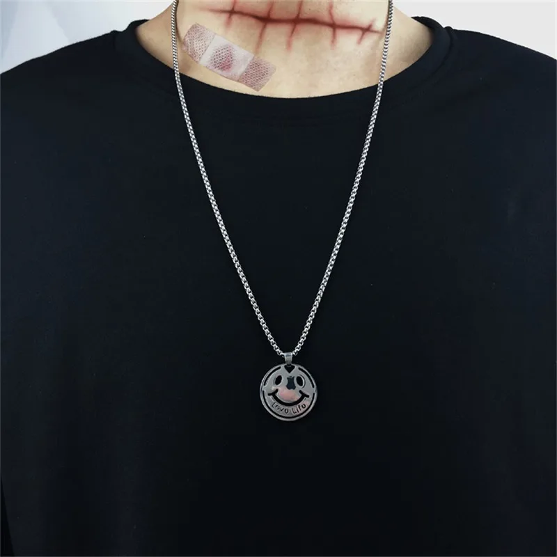 Цепочка с подвеской смайликом для мужчин и женщин украшение из нержавеющей стали