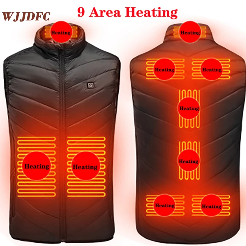 WJJDFC Новинка 9 шт. жилет с подогревом для мужчин и женщин куртка через Usb термальная