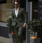 Стильный повседневный темно-зеленый мужской костюм, облегающий свадебный смокинг для жениха, модный на заказ блейзер для выпускного вечера, мужской костюм из 2 предметов (пиджак + брюки)