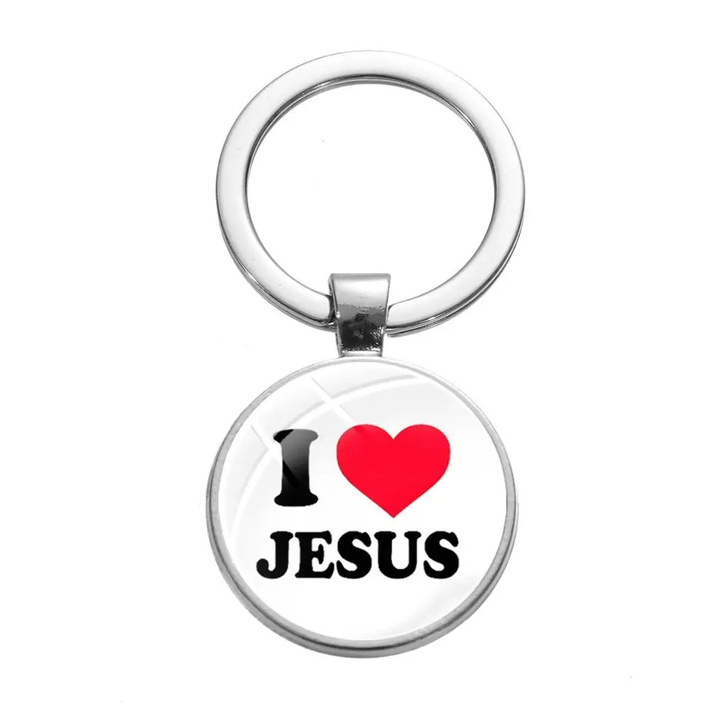 SONGDA Christian God I Love Jesus Charm Keychain Handbag Car Key Chain Unisex Accessories Glass Photo Dome Alloy Ring Holder | Украшения и