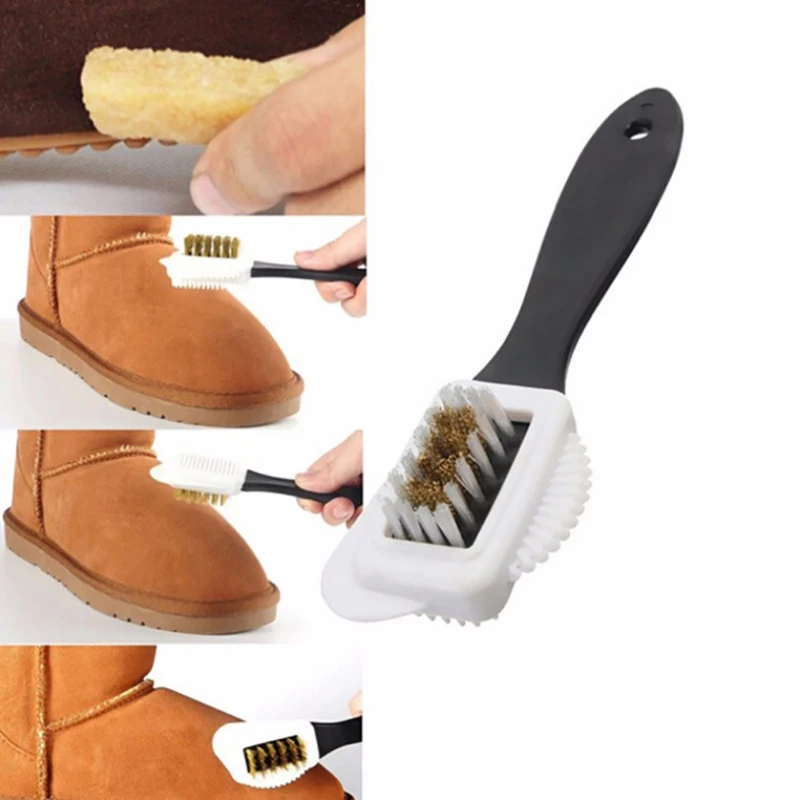 

Black 3-Side Shoe Brush Cleaning Brush For Suede Nubuck Boat Shoe Shape Shoe Cleaner Boat Leather Shoe Cleaner Shoe Shiner