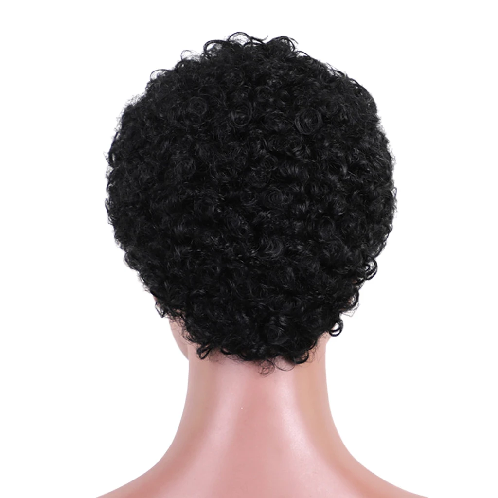 

Afro Short Wig Curly 8 Inches Short Kinky Wigs for Black Women Human Hair Wigs with Wig , Black