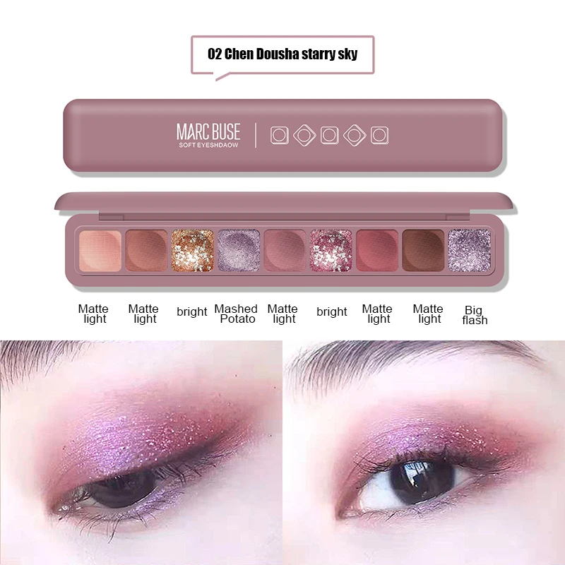 

9 Colors Glitter Eyeshadow Pallete Matte Eye Shadow Palette Eyes Makeup Beauty Tool STTX889