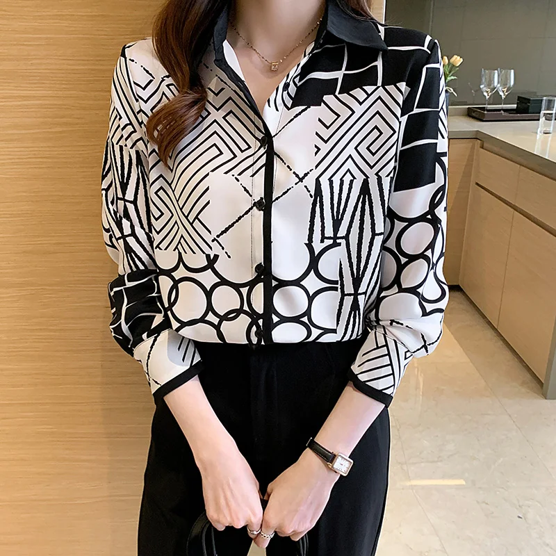 

Personalized Printed Blouses New Fashion Design Woman Shirt Popular Oversized Euramerican Vintage Clothing Long Sleeve Top