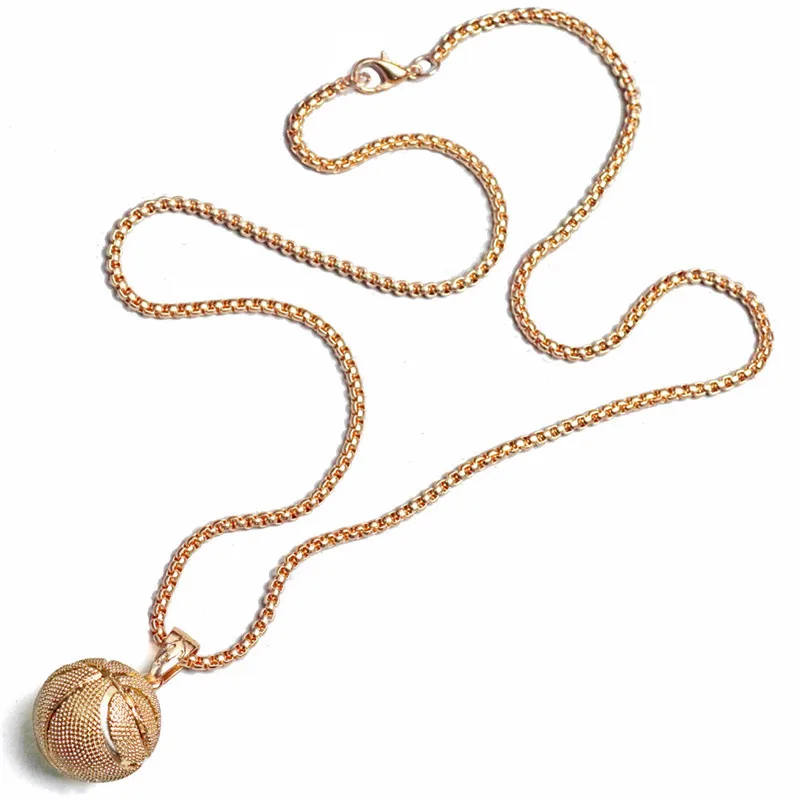 

Creative Basketball Pendant Men Necklace Gold Stainless Steel Exquisite Chain Luxury Hip Hop Gift Jewelry