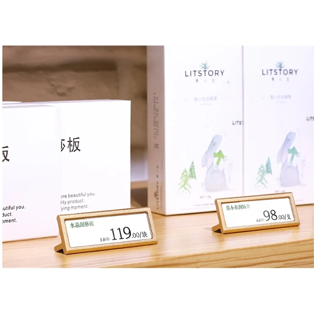 

Supermarket Red Wine Tea Labe Holder Silver Metal Aluminum Alloy Commodity Price Tag Display Frame