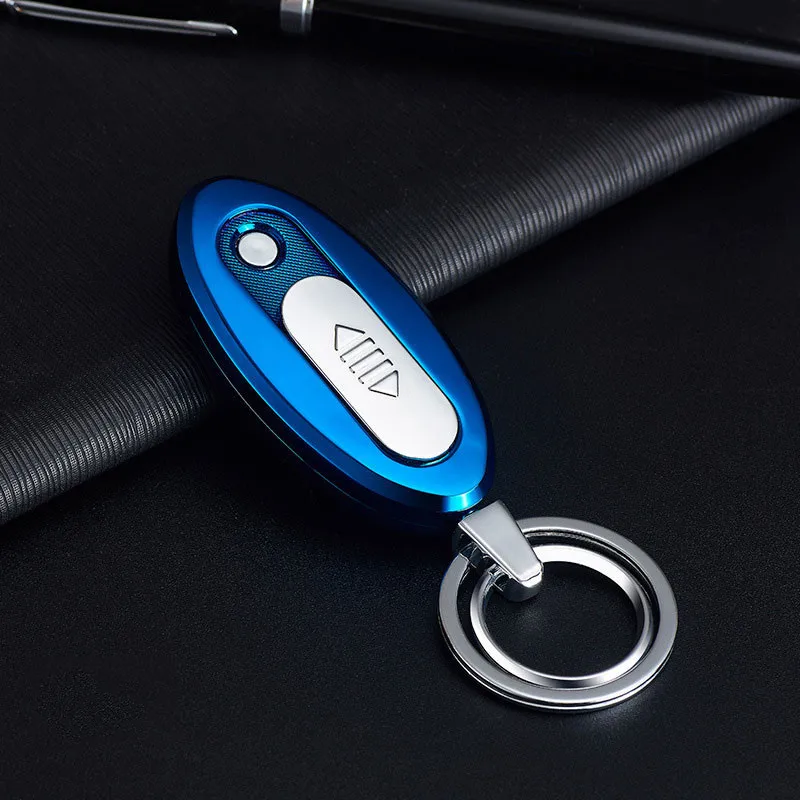 Blue Креативная Электронная зажигалка брелок USB Зажигалка многоразовая USB зарядка прикуриватель гаджеты для мужчин не забудьте взять с собой - Цвет: Blue