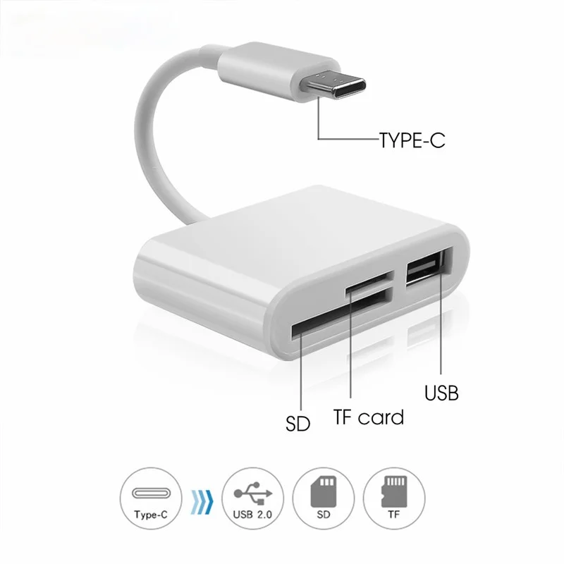 

KEBIDU USB Type C Card Reader to SD TF USB Connection Smart Memory Card Reader Adapter for Macbook Pro Type-C Port