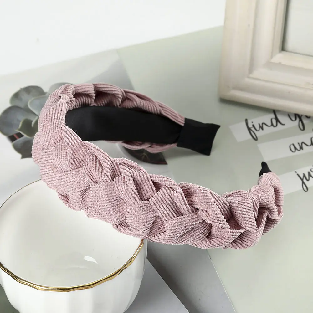 G light pink AWAYTR ручная работа, винтажная плетеная повязка на голову, обруч для волос, Женские аксессуары для волос, Женский ободок, тюрбан, женские повязки на голову - Цвет: G light pink