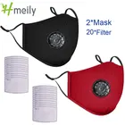 20 шт фильтры модные многоразовые маски для лица анти загрязнения рот Крышка шапки респиратор маски от пыли хлопок унисекс черный mascarillas