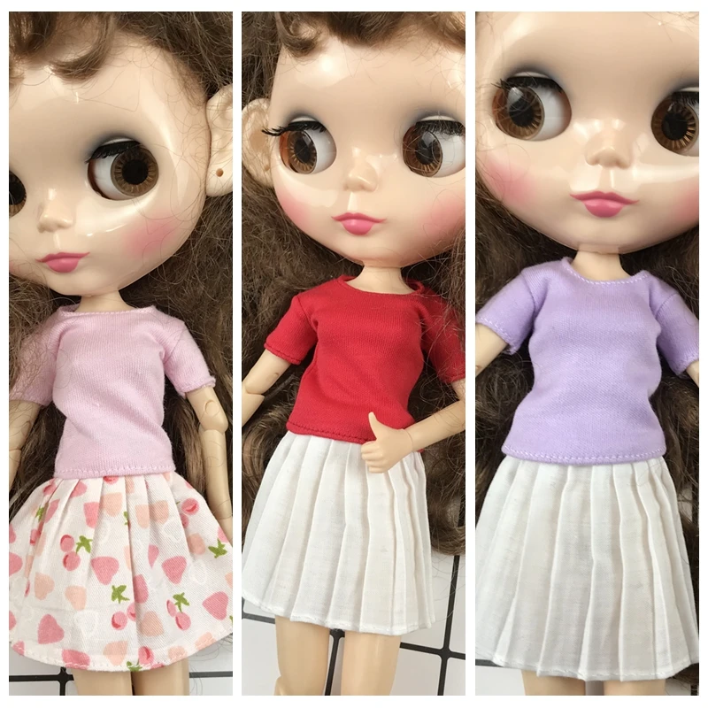 Одежда Blyth, 1 шт., белаяРозоваякраснаясераячерная, короткая Классическая футболка для куклы Момоко, обисту, Ликка, FR 16 (art.: 7adeef0d7) - 7adeef0d7