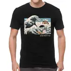 Футболка мужская с японским аниме Мой сосед Тоторо, хлопковая тенниска с коротким рукавом, топ с принтом Великой волны канагава, модная рубашка