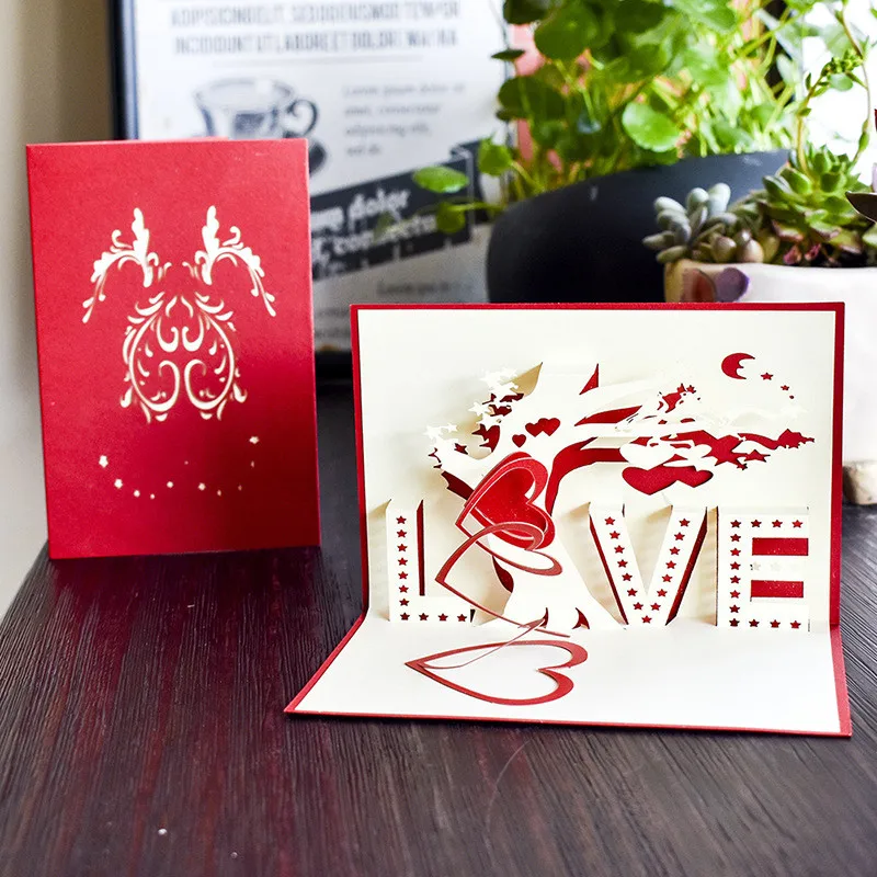 Поздравительная открытка трехмерная поздравительная 3D выскальзывающая бумага