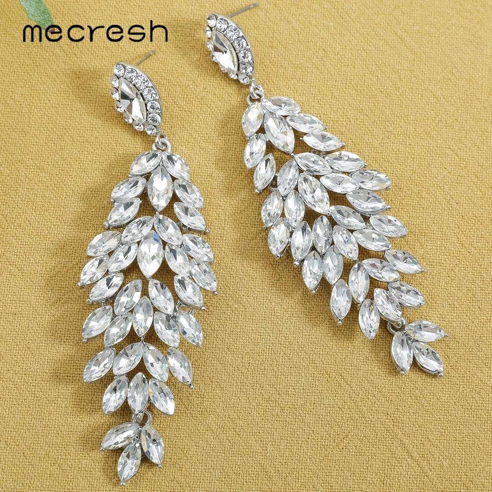 Роскошные свадебные серьги Mecresh с австрийским кристаллом длинные серьги-капли