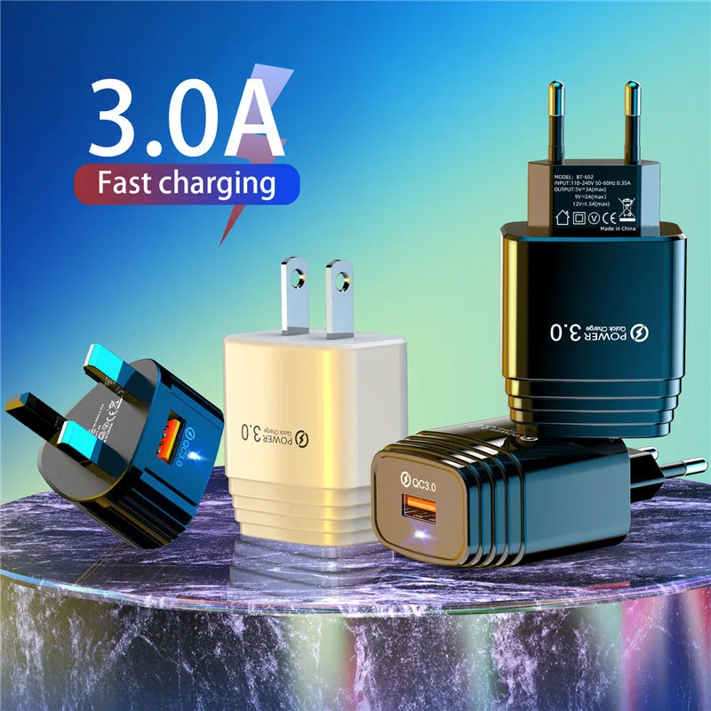 

EU/US/UK Plug USB Charger Quick Charge 3.0 Mobile Phone Charger For iPhone 11 Samsung Xiaomi Huawei Tablet Fast Charger Adapter