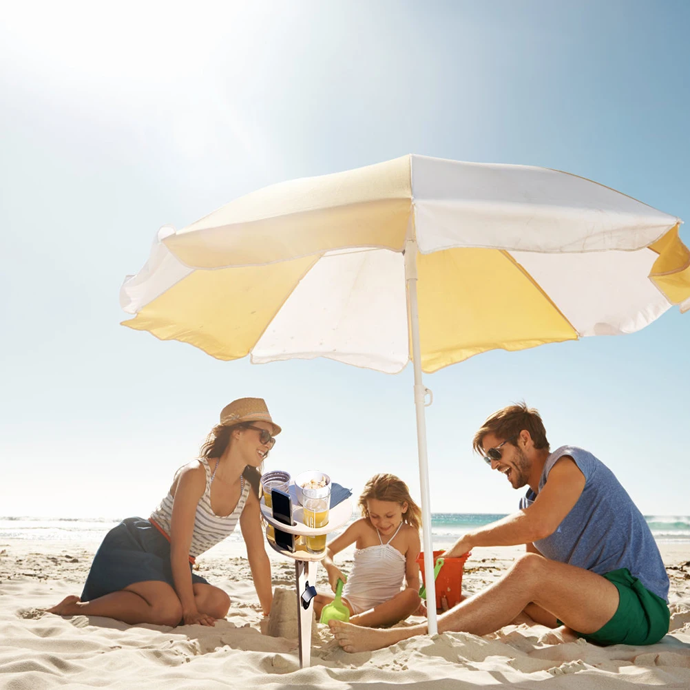 

Outdoor Wine Table Foldable Round Desktop Wooden Picnic Table for Garden Beach Camping