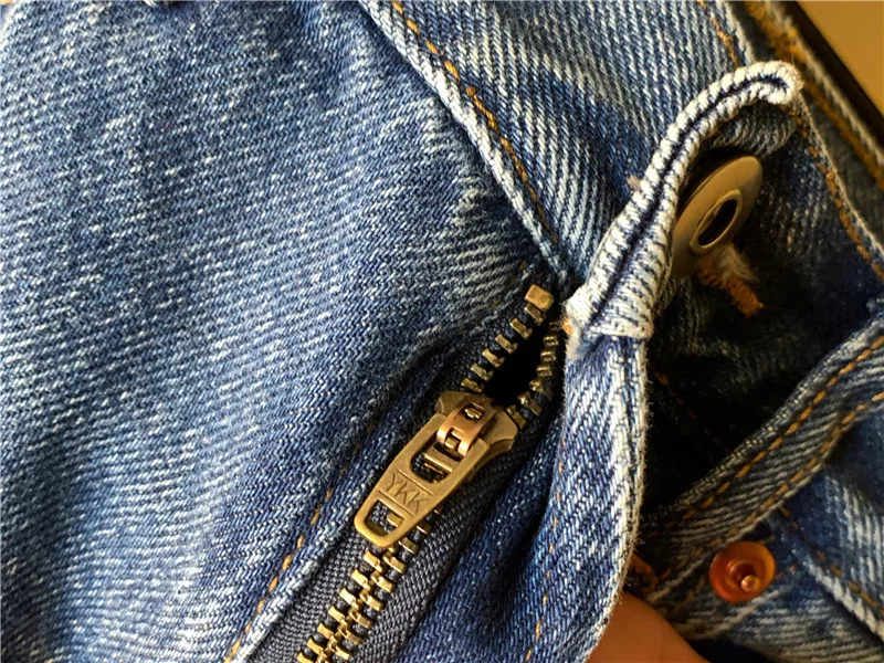 Женские джинсы скандинавские потертые синие с высокой талией | Женская одежда