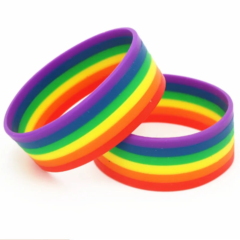 10 стилей Gay Pride стеклянный силиконовый резиновый браслет Радужный Флаг украшения