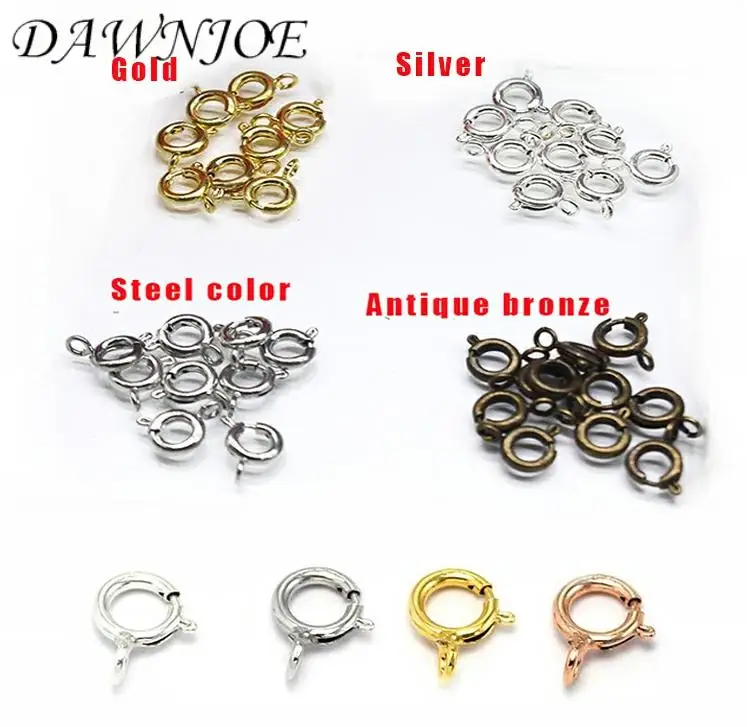 50 шт./лот круглые Пружинные пряжки 4 цвета веревка для изготовления ожерелий и