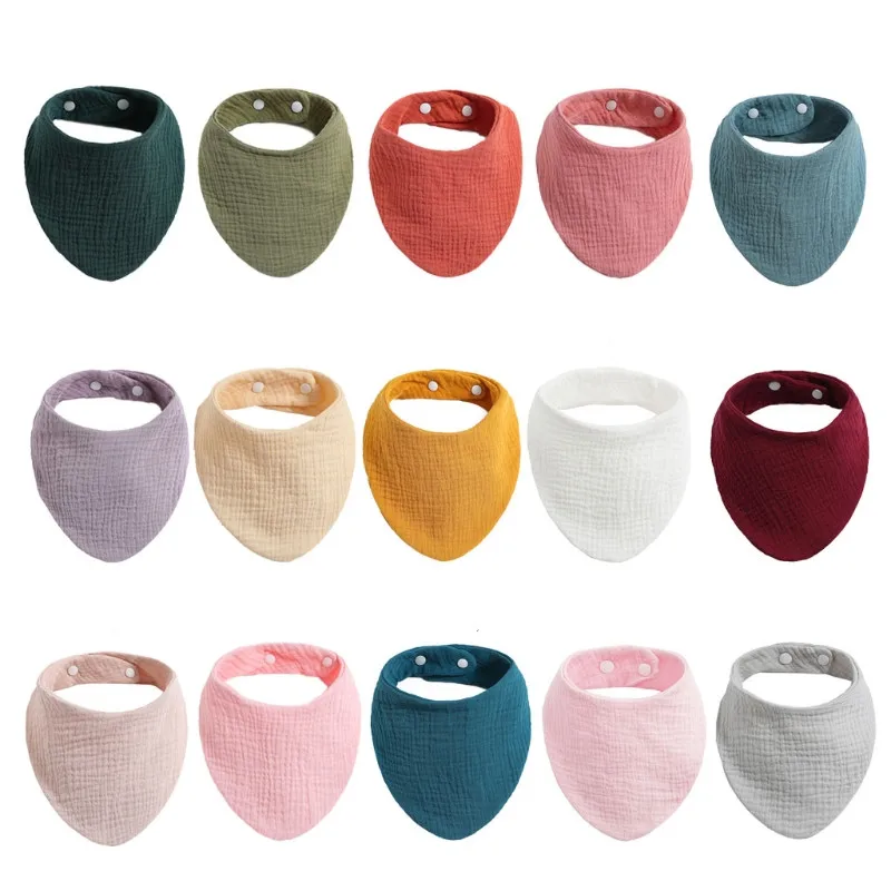 Baberos de algod&oacute;n ajustables para beb&eacute; reci&eacute;n nacido, toalla de Saliva de alimentaci&oacute;n, pa&ntilde;o absorbente para eructar infantil, toalla triangular, 1 pieza-4