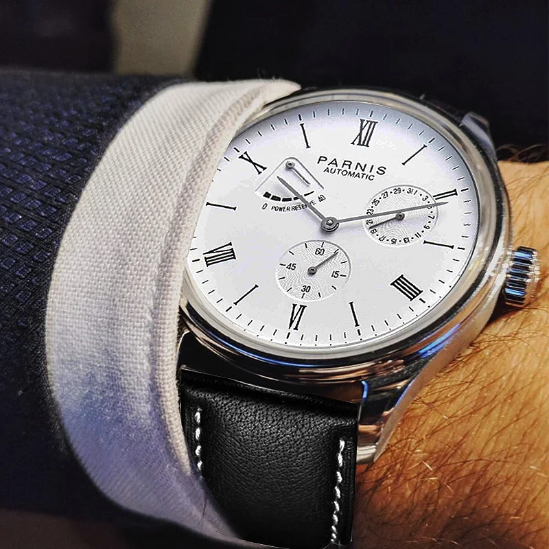 Роскошные мужские часы Parnis 2019 42 мм автоматические с автоподзаводом механические