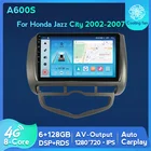 Автомобильный мультимедийный плеер 2din, 6 ГБ + 128 ГБ, 4G LTE, Android, GPS-навигация, радио, плеер для HONDA JAZZ City 2002 2003 2004 2005 2006 2007