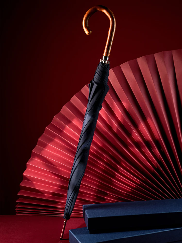 Online Retro Nero Ombrello Parasole Automatico Lungo Di Affari Golf Ombrellone Ombrellone Antivento Degli Uomini Regenschirm Parasole BY50LU