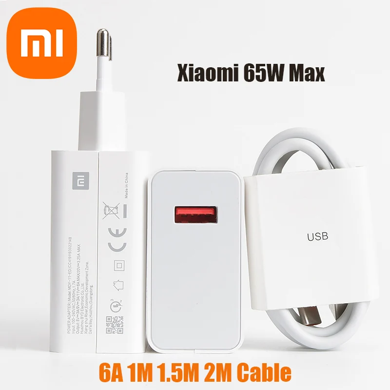 Быстрое зарядное устройство Xiaomi 65 Вт QC 4 0 + турбозарядный адаптер для ноутбука