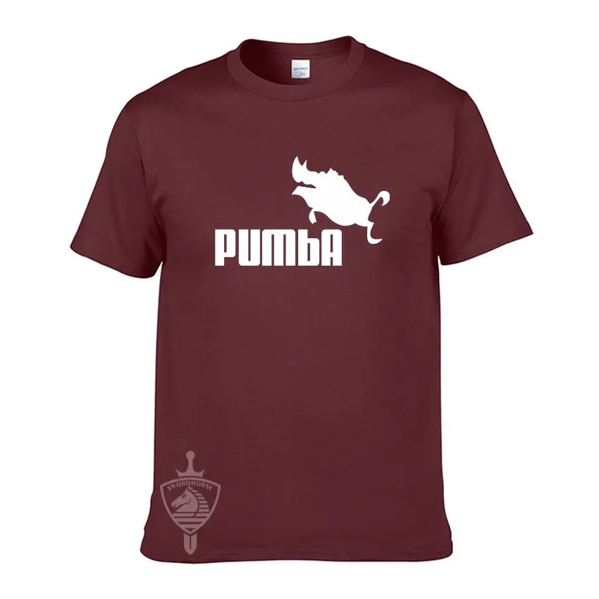 Европейский размер бренд PUMBA Лев Футболка Король Хлопок топы тройники мужские с