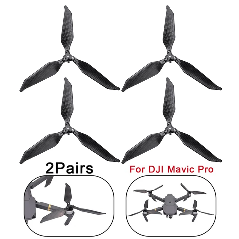Acessórios do Drone da Câmera Pares de Baixo Nível de Ruído Hélice de Fibra de Carbono Dobrável para Dji Completo 8331 Substituição Asa Mavic Pro 1 – 2 3-lâmina