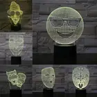 3D маска для лица, ночсветильник, светодиодная акриловая панель, Настольная атмосфера, новинка, освещение для дома, для детей, для мальчиков, многоцветное изменение