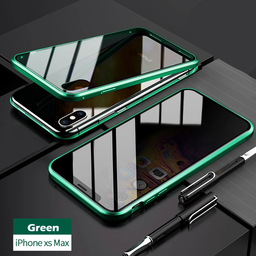 for iPhoneXSMAX Двухсторонний чехол из закаленного стекла, Роскошный прозрачный чехол для телефона с открытым магнитом для 7 8 Plus 7Plus 8 Plus X XS MAX XR, чехол для телефона - Цвет: for iPhoneXSMAX