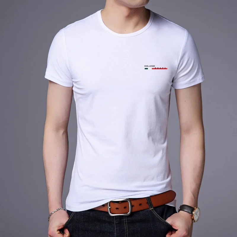 

New Summer Brand Tops Round Neck t Shirt For Men 95% Cotton 5% Spandex Plain Bulk Short Sleeve Casual Fashion Mens Clothes 2021