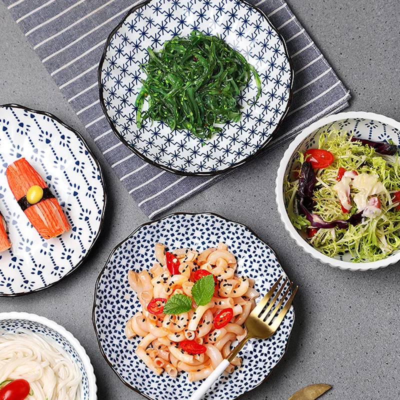 Японские традиционные тарелки миски керамические наборы креативных блюд