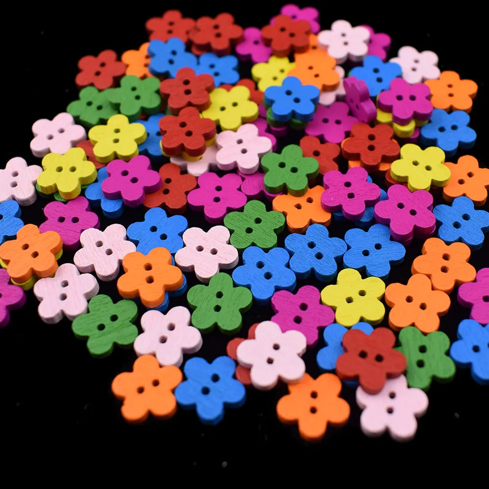 100 шт. 11 мм Разноцветные цветочные пуговицы для рукоделия скрапбукинга лоскутные