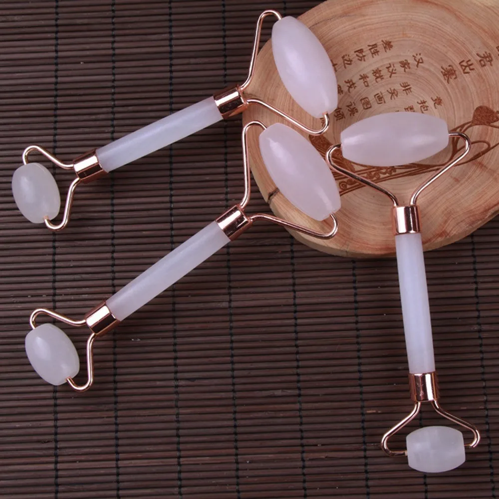 

Massager For Face Lift Up Jade Stone Roller Rose Quartz Natural Crystal Stone Slimming Thin Chin Facial Skin Care Tool