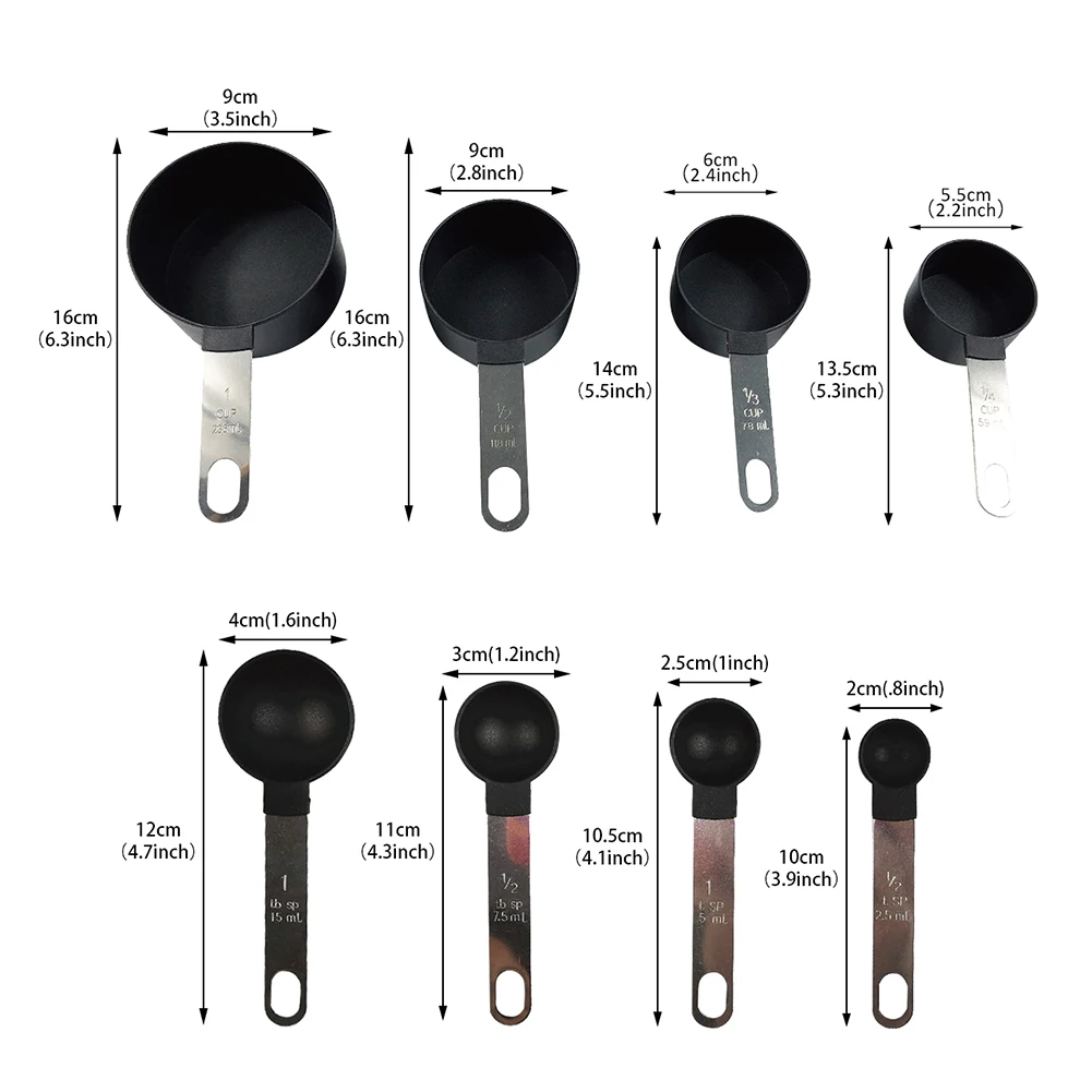 

8Pcs/Set Stainless Steel Handle Silicone Measuring Spoons Accurate Baking Cooking Scale Scoop Home Kitchen Measuring Tool