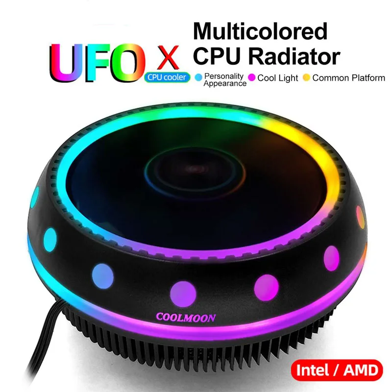 3 Pin Процессор радиатор RGB теплоотвод бесшумный ПК кулер Цвет-изменение