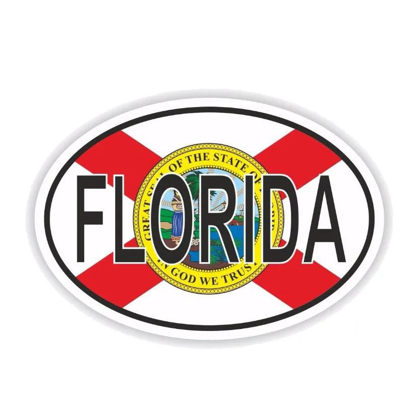 Забавная наклейка с кодом страны Флориды овальная отражающая KK для автомобиля