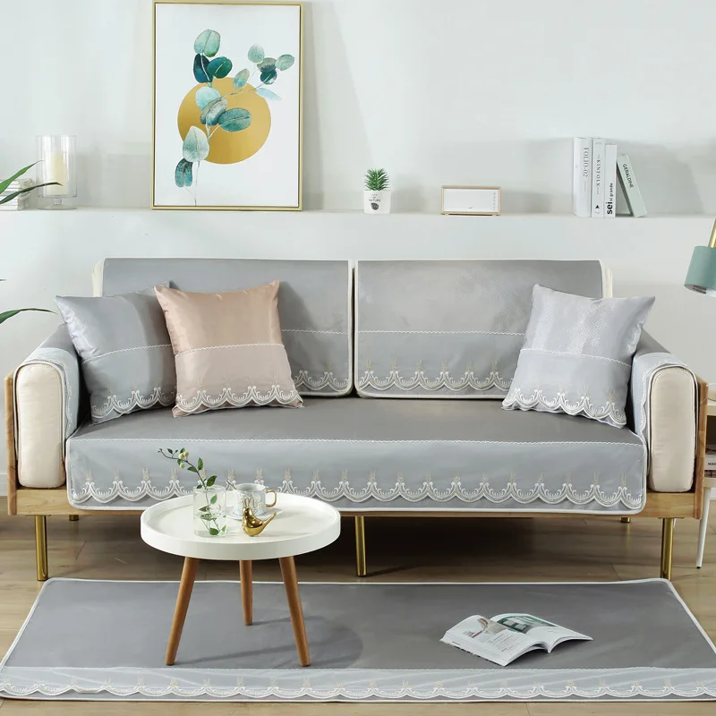 Подушка для дивана из ледяного шелка летняя Нескользящая подушка в