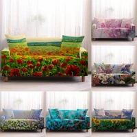 flower oil painting stretch retro sofa slipcovers elastic all inclusive couch cover for living room 1234 seater sofa cover