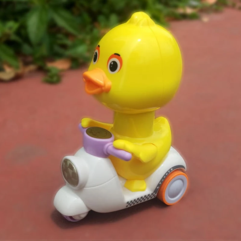 Тянуть обратно автомобили для малышей Пресс & Go желтая утка игрушка мотоцикл с 360