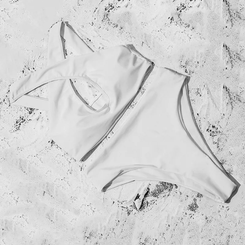 

Cross Black Solid Sexy Bikinis 2021 Women Padded Bra High Waist Swimsuit Female Summer High Cut Push Up Bathing Suit