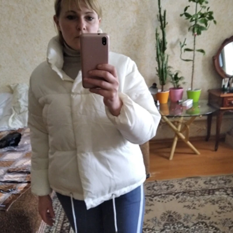 

Women Short Jacket Stand Zipper Parka 2020 Winter Jacket Coat Fashion Autumn Solid Warm Casual Padded Parka Female Coat Women