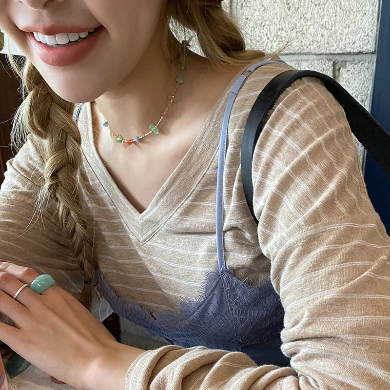 HUANZHI 2020 New Korean Irregular Geometric Transparent Colorful Acrylic Clear Natural Stones Choker Necklace for Women Jewelry | Украшения